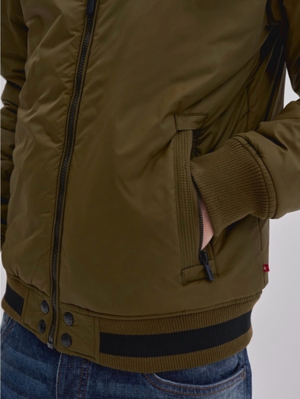 GUESS Olive Green Quilted Bomber Jacket
